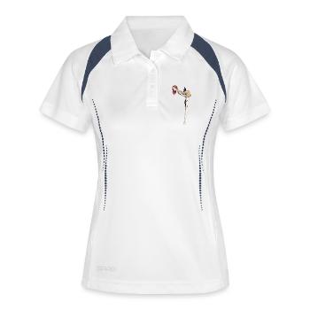 Frau Groß Klettern Männer Surrealismus  - Frauen Polo atmungsaktiv - Weiß/Navy - Vorne
