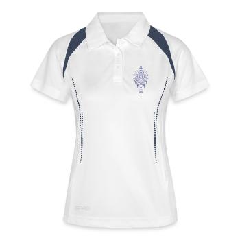 Spiritualität Heilige Geometrie Lotusblume Zen - Frauen Polo atmungsaktiv - Weiß/Navy - Vorne