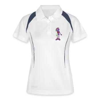 Personnage coloré et abstrait du fumeur - Polo respirant Femme - blanc/marine - Devant