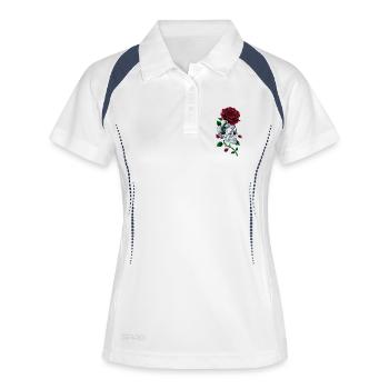 Crâne Tête De Mort Rose Rouge Gothique - Polo respirant Femme - blanc/marine - Devant