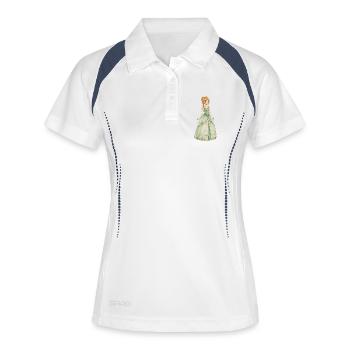 Elfenprinzessin im Smaragdgrünen Kleid - Frauen Polo atmungsaktiv - Weiß/Navy - Vorne