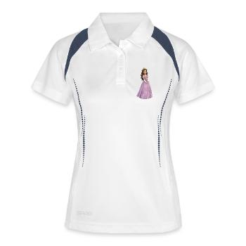 Lila Prinzessin mit Krone - Frauen Polo atmungsaktiv - Weiß/Navy - Vorne