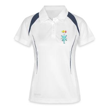 Elefant mit Ballons - Frauen Polo atmungsaktiv - Weiß/Navy - Vorne