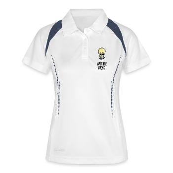 Qu’est-ce que le jeu de mots drôle d’ampoule Watt WTF - Polo respirant Femme - blanc/marine - Devant