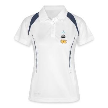 Schere Stein Paarbiier - Frauen Polo atmungsaktiv - Weiß/Navy - Vorne