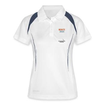 Rente Wir werden dich vermissen! Unterschriften - Frauen Polo atmungsaktiv - Weiß/Navy - Vorne