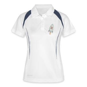 petit ours mignon en astronaute - Polo respirant Femme - blanc/marine - Devant
