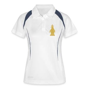 Skurriler Pinguin Schachspieler Minimalistisch - Frauen Polo atmungsaktiv - Weiß/Navy - Vorne