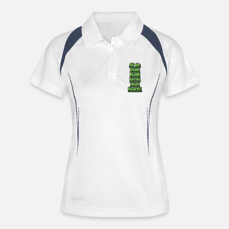 Neon Green Bicycle Learning Quote - Women's Polo breathable - white/navy