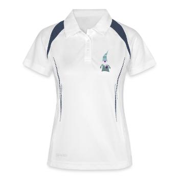 Wichtel Zwerg Herz skandinavische Weihnachten  - Frauen Polo atmungsaktiv - Weiß/Navy - Vorne