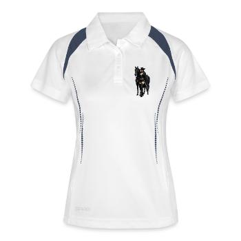 Femme Zorro avec cheval noir 2 - Polo respirant Femme - blanc/marine - Devant