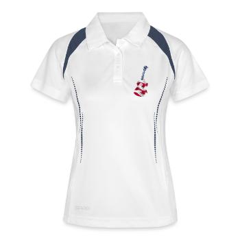 Ukulélé hawaïen Uke Drapeau américain - Polo respirant Femme - blanc/marine - Devant