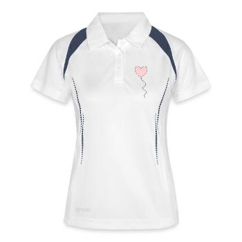 Valentinstag Pink Heart, Valentinstag - Frauen Polo atmungsaktiv - Weiß/Navy - Vorne