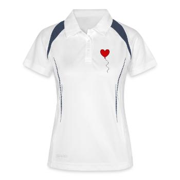 Valentinstag Rotes Herz, Valentinstag - Frauen Polo atmungsaktiv - Weiß/Navy - Vorne