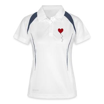 rotes Herz rot Geschenk Valentinstag - Frauen Polo atmungsaktiv - Weiß/Navy - Vorne