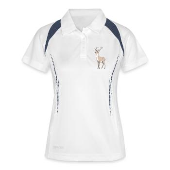 Hirsch mit elegantem Geweih - Frauen Polo atmungsaktiv - Weiß/Navy - Vorne