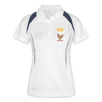 Jeu de poulet Texte en gras - Polo respirant Femme - blanc/marine - Devant