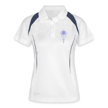 Spiritualität Heilige Geometrie Lotusblume Zen - Frauen Polo atmungsaktiv - Weiß/Navy - Vorne
