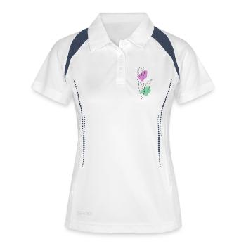 Lineart Tulip with Pastel Shapes - Women's Polo breathable - white/navy - Front
