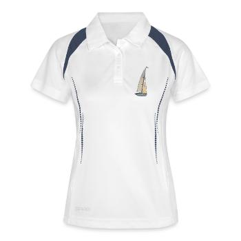 Segelboot - Frauen Polo atmungsaktiv - Weiß/Navy - Vorne