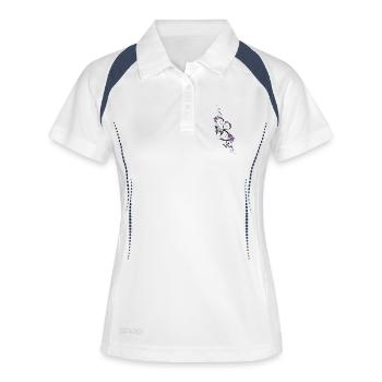 Floral ornament with butterfly and flowers. - Women's Polo breathable - white/navy - Front
