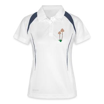 Illustration botanique de champignon minimaliste - Polo respirant Femme - blanc/marine - Devant