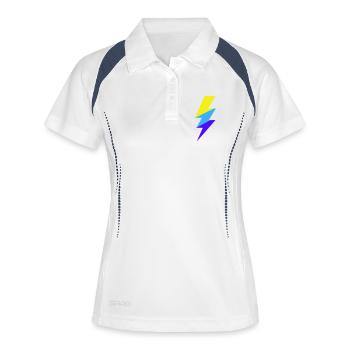 TriColor Neon-Strahl - Frauen Polo atmungsaktiv - Weiß/Navy - Vorne