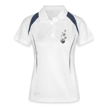 Dés de jeu de rôle noirs et blancs – Dés tombants - Polo respirant Femme - blanc/marine - Devant