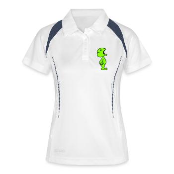 Frosch schreit wütend böse unglücklich verärgert - Frauen Polo atmungsaktiv - Weiß/Navy - Vorne