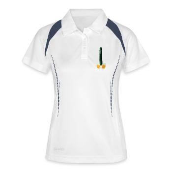 Salatgurke mit Ei - Frauen Polo atmungsaktiv - Weiß/Navy - Vorne