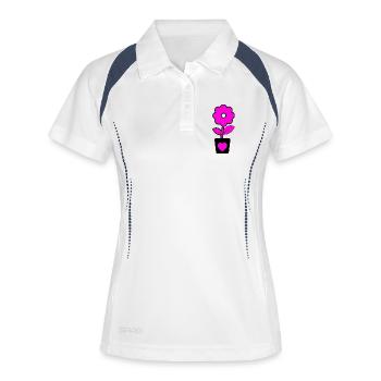 Blumen - Frauen Polo atmungsaktiv - Weiß/Navy - Vorne