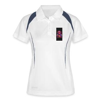 Neon Crazy mit funkelnden Sonnenbrillen - Frauen Polo atmungsaktiv - Weiß/Navy - Vorne