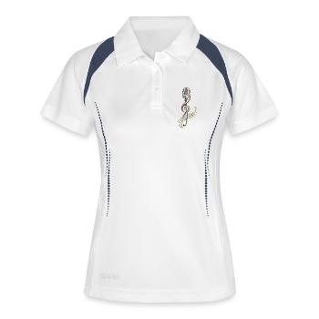 Microphone avec clé de sol – motif musical - Polo respirant Femme - blanc/marine - Devant
