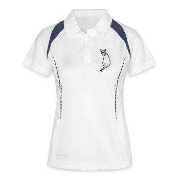 Katze schwarz - Frauen Polo atmungsaktiv - Weiß/Navy - Vorne