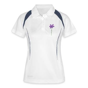 Lila Blume mit sanften Farbverlauf - Frauen Polo atmungsaktiv - Weiß/Navy - Vorne