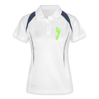 natural runners barfus gruen skribble RGB - Frauen Polo atmungsaktiv - Weiß/Navy - Vorne