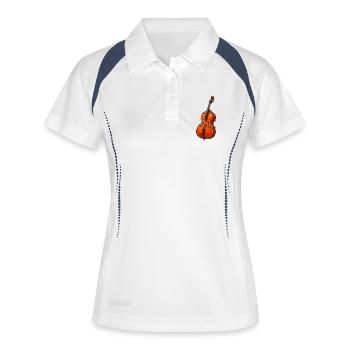 Wasserfarbene Violine - Frauen Polo atmungsaktiv - Weiß/Navy - Vorne