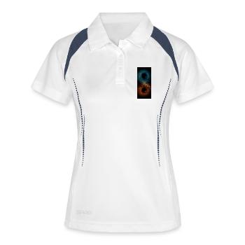 Double Eye Blau und Orange - Frauen Polo atmungsaktiv - Weiß/Navy - Vorne