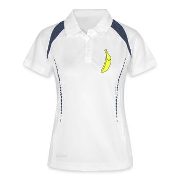 Banane Kawaii en jaune fluo - Polo respirant Femme - blanc/marine - Devant