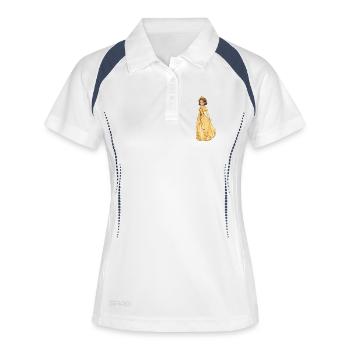 Gelbe Prinzessin Robe mit Blüten - Frauen Polo atmungsaktiv - Weiß/Navy - Vorne
