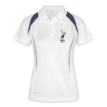 Surreale Giraffe – Keep it Surreal für Kunstfans - Frauen Polo atmungsaktiv - Weiß/Navy - Vorne