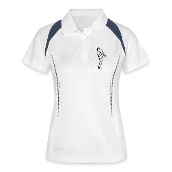 Saxophon Junge - Frauen Polo atmungsaktiv - Weiß/Navy - Vorne