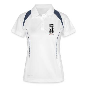 Hochzeit Game Over 2026 - Frauen Polo atmungsaktiv - Weiß/Navy - Vorne