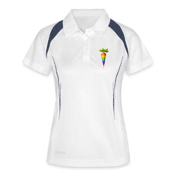 Regenbogen Karotte Buntes Gemüse Design - Frauen Polo atmungsaktiv - Weiß/Navy - Vorne