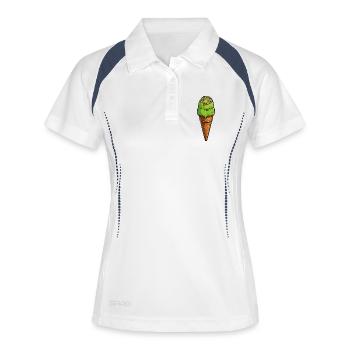 Glace verte pistache sur zone gaufre - Polo respirant Femme - blanc/marine - Devant