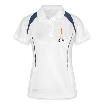 Woman Stilts Legs Holding Surrealism - Women's Polo breathable - white/navy - Front