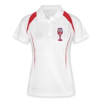 Sektglas Bunt Sekt Wein - Frauen Polo atmungsaktiv - Weiß/Navy - Vorne