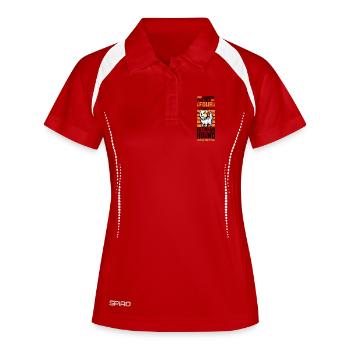 Angeln und Rauhhaarige Istrianer Bracke - Frauen Polo atmungsaktiv - Weiß/Navy - Vorne