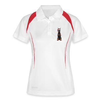 Costume de pyjama de Noël Doberman - Polo respirant Femme - blanc/marine - Devant