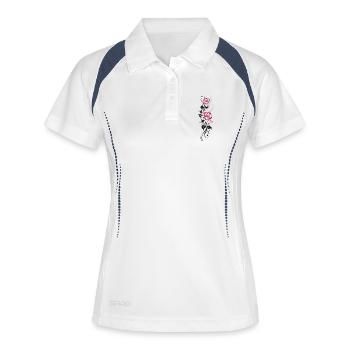 Roses Feuilles Rose - Polo respirant Femme - blanc/marine - Devant